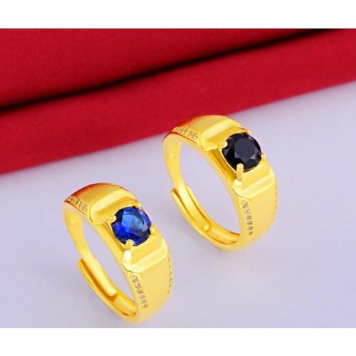 Adjust Ring Fashion Jewelry Yellow Gold Filled Classic Mens Ring Size Free 4-Prong Setting Zirconia