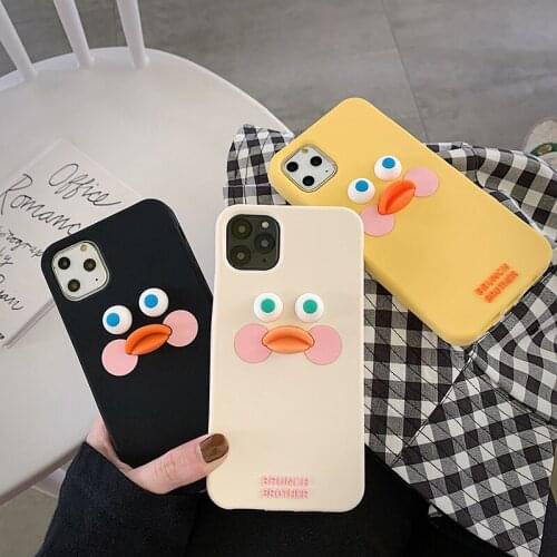 Cute Duck Candy Solid Color Letter Square Phone Case For iPhone 12 Mini 11 Pro Max X Xs XR 7 8 Plus SE2020 Silicone Cover