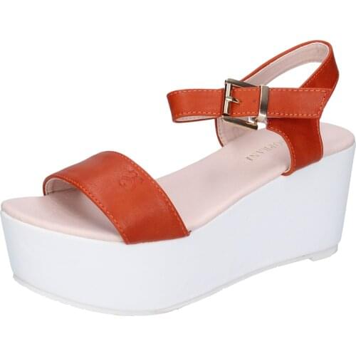 SOLO SOPRANI sandals women synthetic leather Orange
