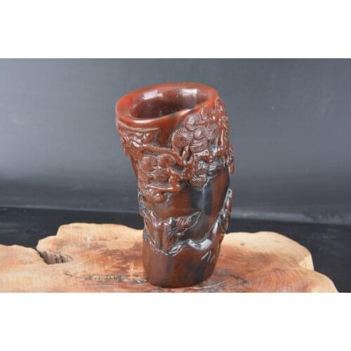 Old Rhino Horn Cup, Pine Tree Image