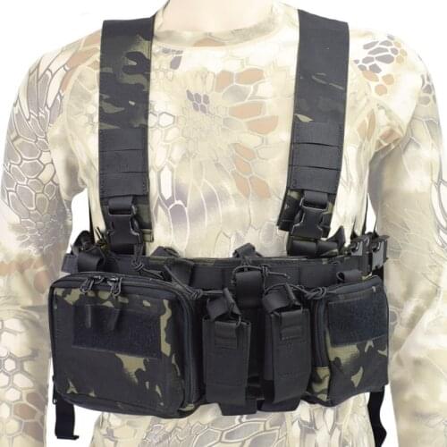 Tactical Chest Rig Bag Radio Harness Front Pouch Holster Military Vest Rig Bag Adjustable Functional Two Way Radio Waist Pouch