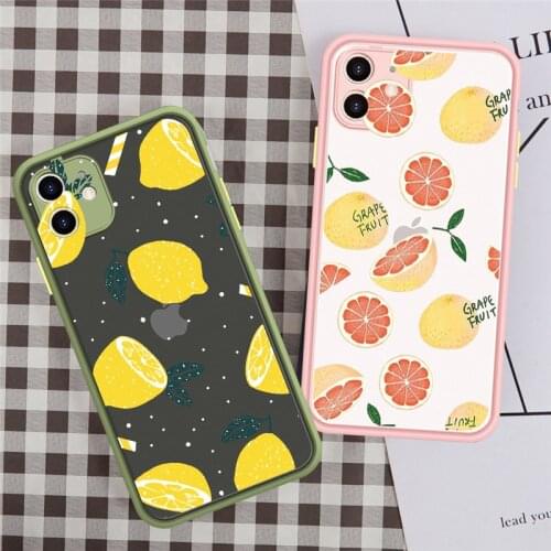JAMULAR Cartoon Fruit Lemon Orange Phone Case For iPhone 11 Pro XS MAX X 7 XR SE2020 8 6Plus Candy Shockproof Cover Matte Fundas