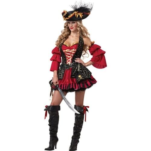 Adult Pirate Costume Fantasia Women Halloween Carnival Cosplay Pirates of the Caribbean Fancy Party Dress