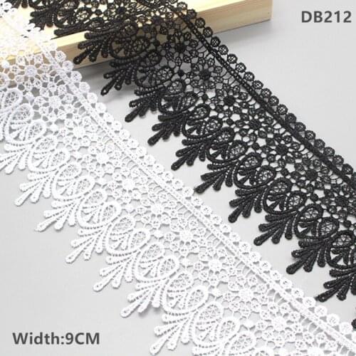 Zsbszc 15 yards 9cm wide Fashion black grey pink fabric lace water soluble lace Curtain sofa pillow decoration lace trim DB212