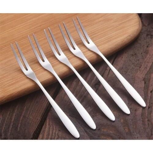 1PCS Household Restaurant Stainless Steel Silver Tableware Fruit Fork Cake Dessert Fruit Fork Kitchen Accessory Dinnerware