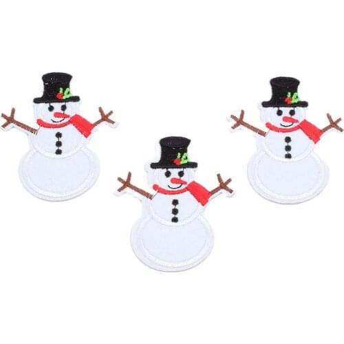 10PCS Iron On Snowman Patch for Christmas Decors DIY Sewing Fabric Appliques Embroidered Shirts Jeans Coats Bags Stickers Badge