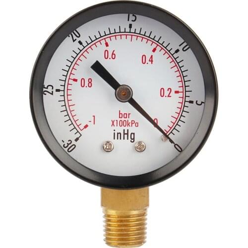 2 Inch Vacuum Pressure Gauge Air Compressor Water Oil Gas 1/4inch NPT Lower Mount MF Diameter Universal Vacuum Pressure Gauge