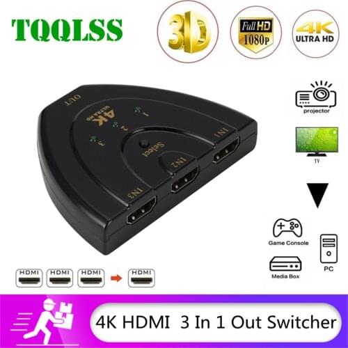 TQQLSS 4K*2K 3D Mini 3 Port HDMI-compatible Switch 1.4b 4K Switcher Splitter 1080P 3 in 1 out Port Hub for DVD HDTV Xbox PS3 PS4