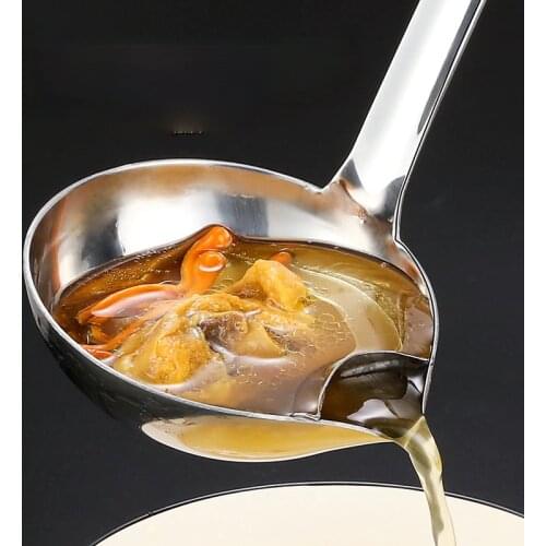 304 Stainless Steel Grease Spoon Drain Oil Filter Artifact Soup Spoon Household Degreasing Soup Separation Spoon