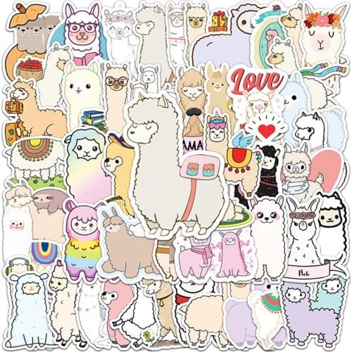 50pcs Cartoon Cute Alpaca Stickers For Notebooks Notepad Laptop Stationery Helmet Sticker Craft Supplies Scrapbooking Material
