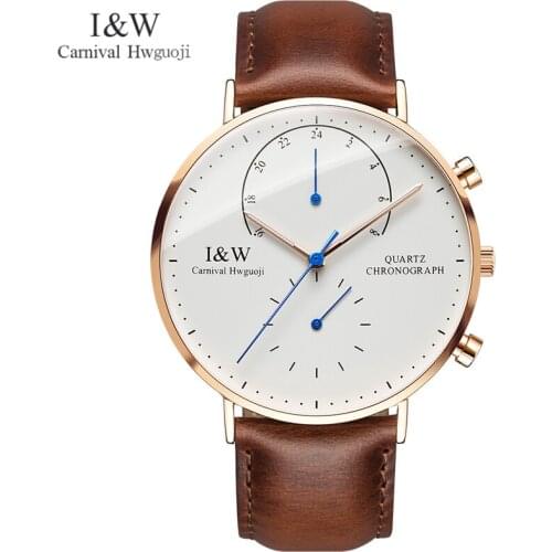 Relogio Masculino Carnival Brand Watch For Men Fashion Luxury Waterproof Luminous Week Date 12/24H Sapphire Quartz Wrist Watches