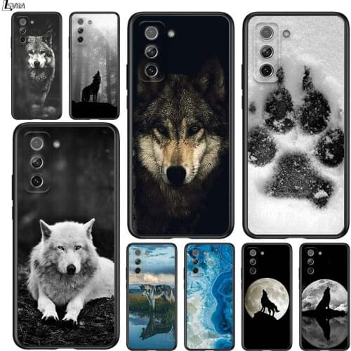 Fashion Black Wolf for Samsung Galaxy S21 Ultra Plus Note 20 10 9 8 S10 S9 S8 S7 S6 Edge Plus Black Phone Case
