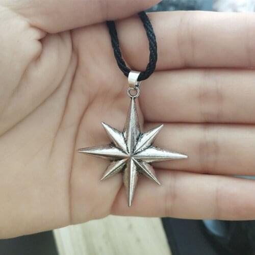 Cxwind Fashion Round Disc Engraved Compass Necklace Pendant Islamic Muslim Quran Allah Retro Women Star Cross Pendant Jewelry