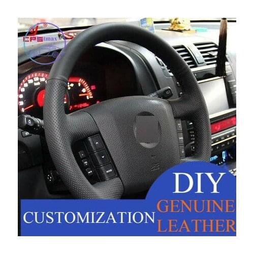For Kia Borrego 2008-15 Black Leather DIY Hand-stitched Car Steering Wheel Cover anti-slip design all season