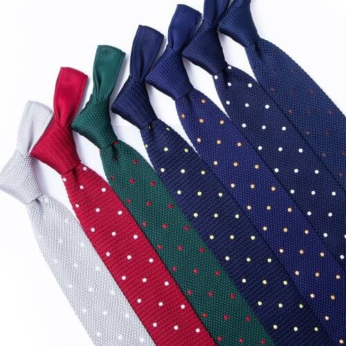 Tailor Smith Knit Tie 6cm embroidery Dot Strip Plain Knitted Neckties Mens Suit Solid Slim Skinny Woven Cravate for Men