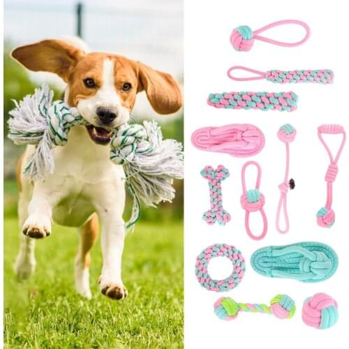 12x Dogs Cats Interactive Rope Knot Toy Teeth Cleaning Toys Set Pet Supplies for Puppy Training Outdoor Backyard Garden Indoor