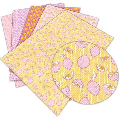 Charm Lemon Fruit Printed Synthetic Faux Leather 22 cm x30 cm for DIY Bag Material Fabric L059 L060