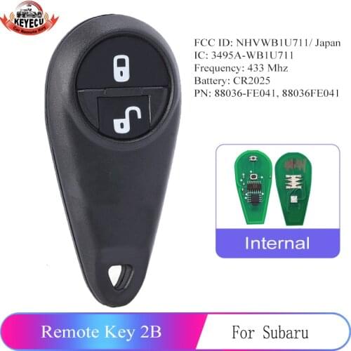 KEYECU ASK 433.92MHz Replacement 2-Button Keyless Remote Fob for Subaru Forester Impreza 2005-2007 FCC ID: NHVWB1U711/ Japan