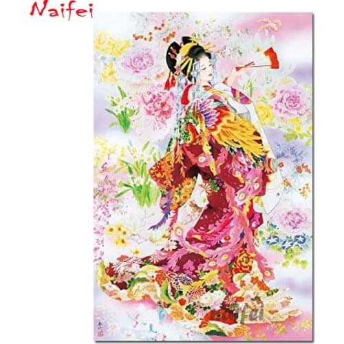 Beauty Kimono in Japan Epoch Geisha Diamond Painting Cross Stitch Kit Pattern Wall Sticker Mosaic Diamond Embroidery Painting