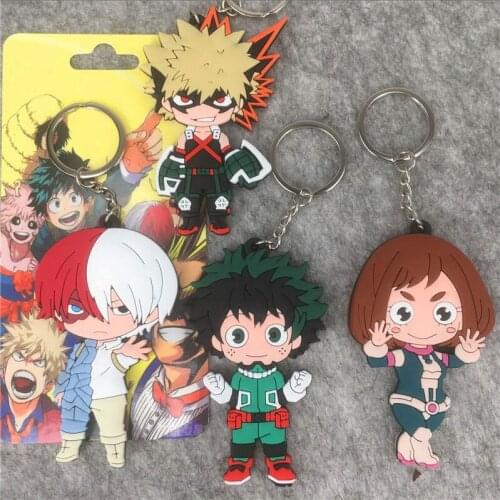 Classic Anime My Hero Academia Keychain Lovely Cartoon Figure Keyholder Creative Silica Gel Keyrings Toys Kid Gifts