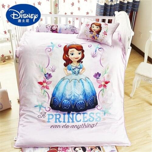 Disney Cartoon Sophia Minnie Mickey mouse McQueen Car Bedding Set Crib 3 Pieces Covered Sheet Pillow Case Crib Boy Girl 0.6 Bed