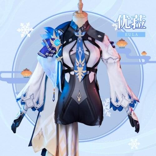 Game Genshin Impact Eula Cosplay Costume Halloween Party Outfits For Woman Clothes Jumpsuits Gift Dress Sets Clothing