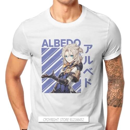 Albedo Cool TShirts Genshin Impact Game Paimon Childe Male Harajuku Fabric Tops T Shirt O Neck Oversize