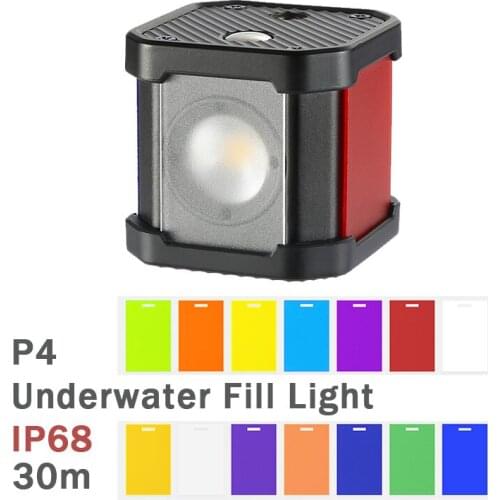 Luxceo P4 30m Underwater Fill Light for Gopro IP68 Waterproof 800mah Universal Mini Video Light for DSLR Action Camera