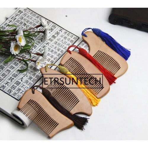 Trendy Hair Tassel Natural Peach Wood Wooden Comb Anti-Static Beard Combs Tool High Quality F1202