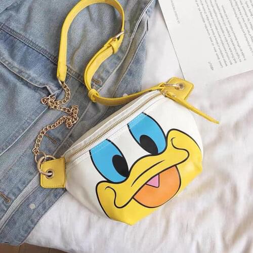 Disney new Donald Duck Mickey fashion cute girl waist bag chest bag womens shoulder messenger portable mobile phone storage bag