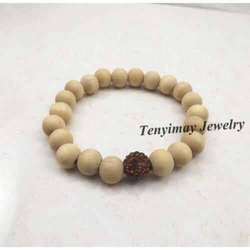 Fashion Coffee Color Crystal Bracelet Original Wooden Beaded Bracelet For Promotion 20pcs/lot Free Shipping