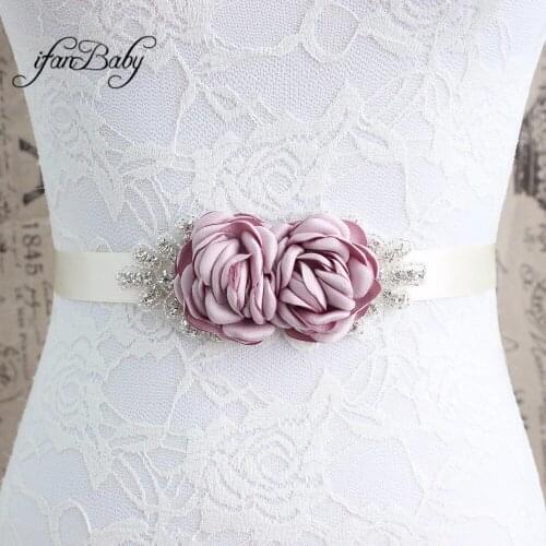 Fashion Pattern flower with rhinestone Sash Wedding Sashes Belt for Girl women 5colors