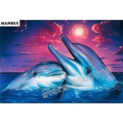 Cartoon animal Square Diamond Embroidery dolphin DIY Daimond Paintings Handmade Crafts pattern ABC335