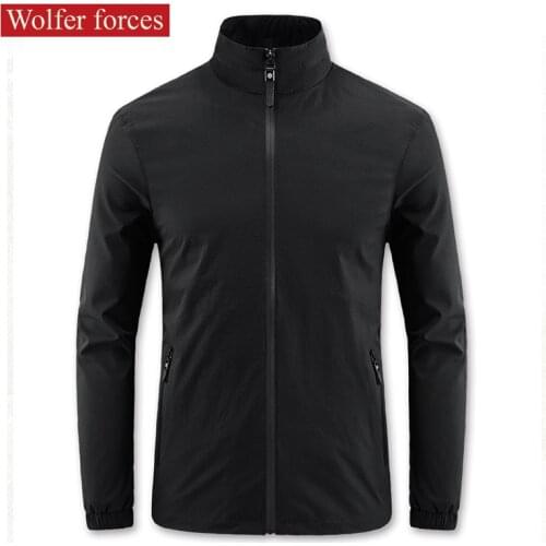 Casual Coat Mens Spring Autumn Top Loose Large Korean Trend Stretch Quick Drying Windproof Stand Collar Sports Jacket 2021