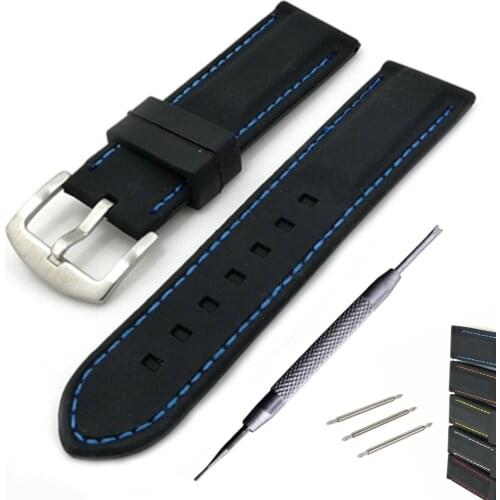 Soft Silicone Watch Band 20mm 22mm 24mm 26mm Rubber Watch Strap Waterproof Watchband