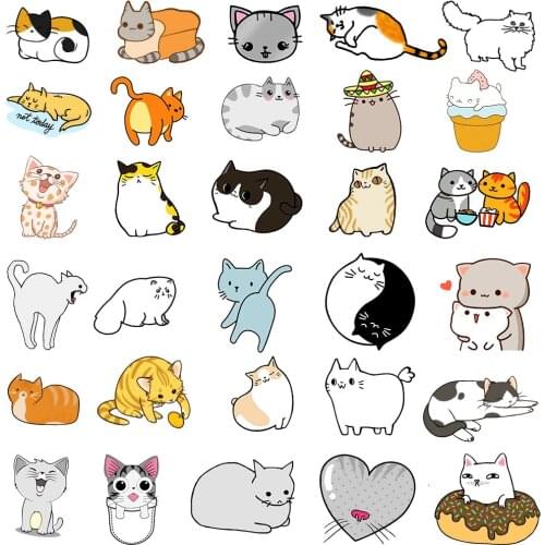 10/50Pcs Cute Cats Animal Graffiti Sticker Mixed Style Toys For Suitcase Laptop Bike Luggage Car Scooter Skateboard Sticker