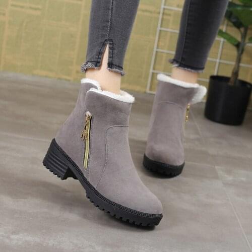 2020 New Women Snow Boots Warm Short Fur Plush Winter Ankle Boots Ladies Shoes Female Zip Comfort Warm Shoes Footwear NVXUE9
