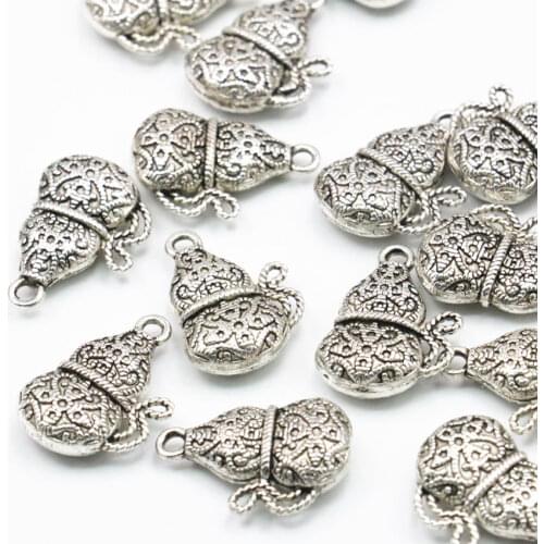 Wholesale 20PCS Tibetan Silver-color Gourd Spacer Pendant Beads for Jewelry Making DIY Necklace Bracelet Accessory 14x21mm A334