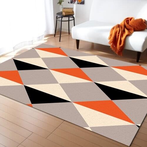Orange Black Diamond Pattern Rugs for Bedroom Home Carpet Living Room Sofa Coffee Table Balcony Floor Mat
