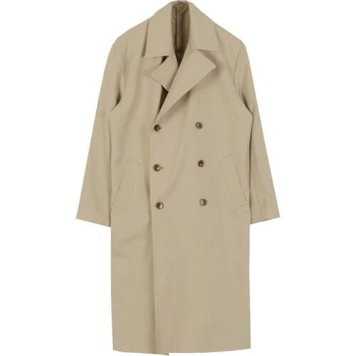 Autumn Knee-High Trench Coat Windbreaker Mens Wear Mid-Length Trench Coat Thin Style Korean Trendy Handsome Coat