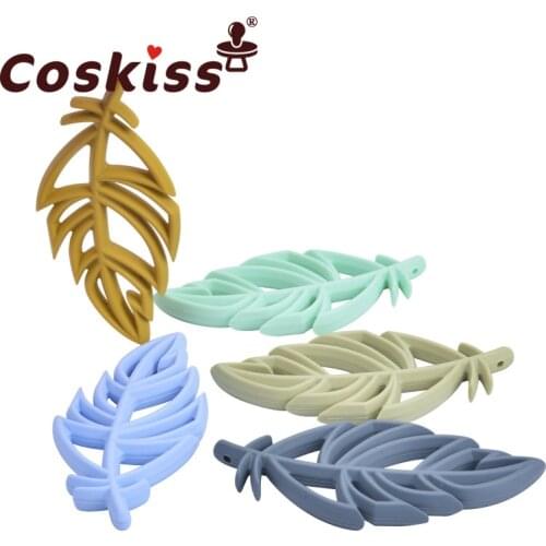 Coskiss Leaf Teether Silicone Beads BPA Free Baby Charm Teether Necklace Food Grade Silicone DIY Jewelry Making Accessories