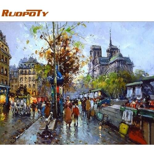 RUOPOTY Frame Street Landscape Diy Oil Painting By Numbers Abstract Handpainted Unique Gift For Living Room Wall Art Picture