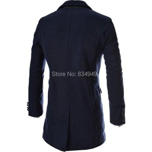 Custom Made Dark Blue Black Double Breasted Trench Coat Men, Winter Overcoat Men Long Coat, Cashmere Wool Coat Winter Coat
