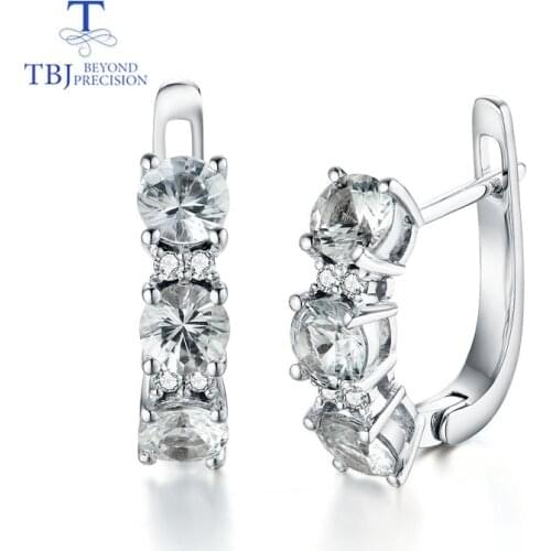 New style 14k gold natural white sapphire small clasp earrings with natural diamond fine jewelry nice Wedding gift for women