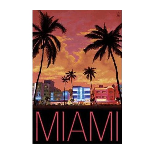 Retro Miami Travel Photo Art print Silk poster Home Wall Decor