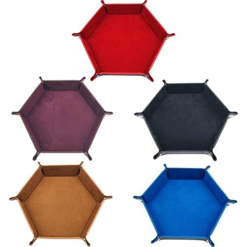 Foldable Dice Tray Hexagon Rolling Tray Holder Dice Game Party Casino 36x30cm