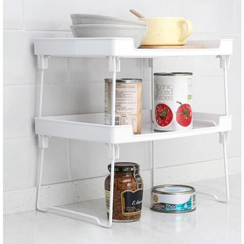 Collapsible Desktop Plastic Storage Rack Thicken Stackable Sundries Holder Makeup Organizer Kitchen Seasoning Storage Shelves