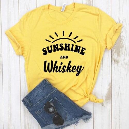 Sunshine and whiskey Print Women tshirt Cotton Casual Funny t shirt For Yong Lady Girl Top Tee Hipster Drop Ship NA-397