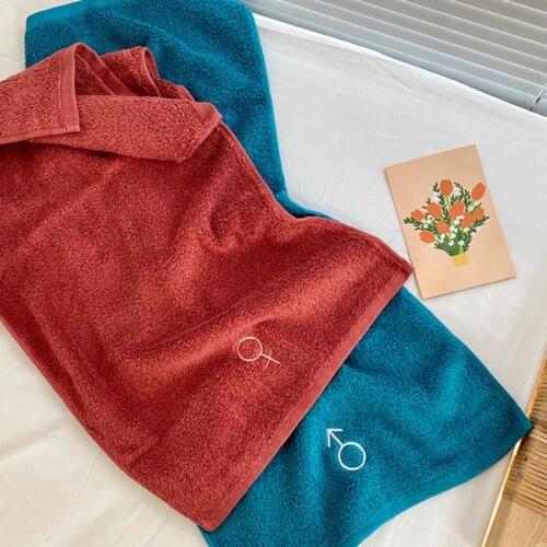 2pcs 34*74cm Blue Red Cotton Hand Face Towel Sports Gym Beach Towel Absorbent Kitchen Towel Couple Gift Bathroom Decoration T57