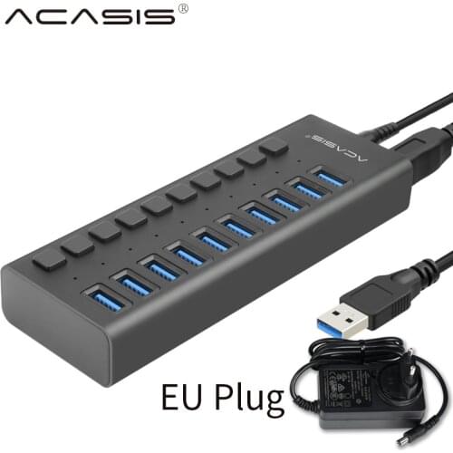 USB 3.0 Hub 10 Port 12V 4A Power Adapter USB HUB 3.0 Charger With Switch Multi USB Splitter USB3.0 Hub for Macbook PC Laptop